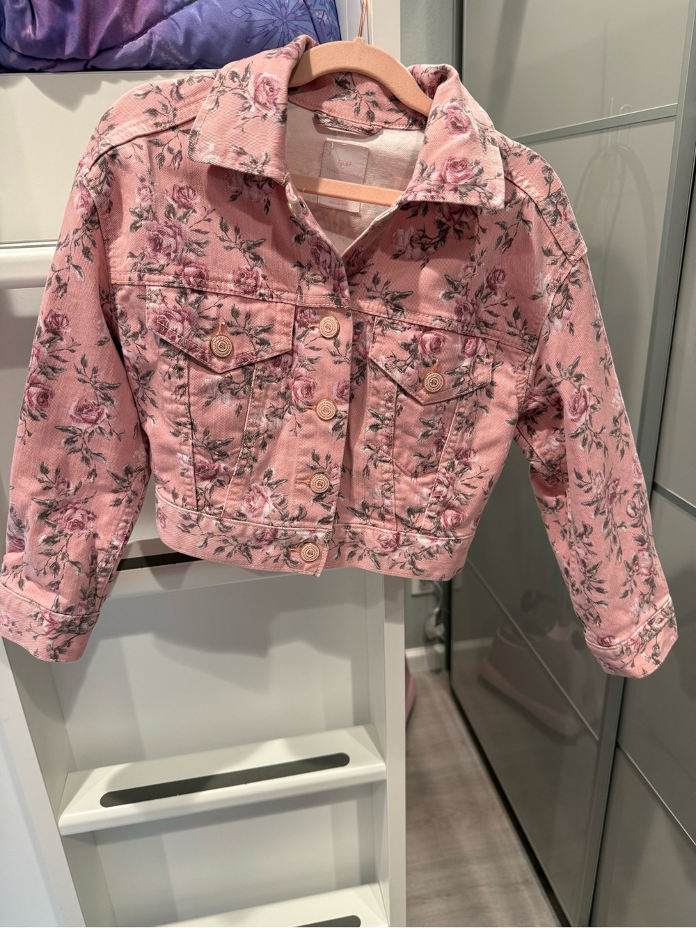 GAP Pink Floral Denim Jacket for Kids